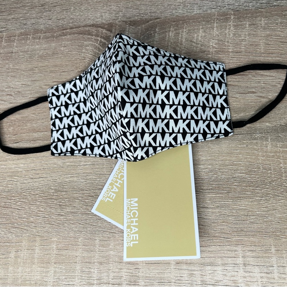 Michael Kors MK Logo S/M Stretch Cotton Face Mask -Black/White